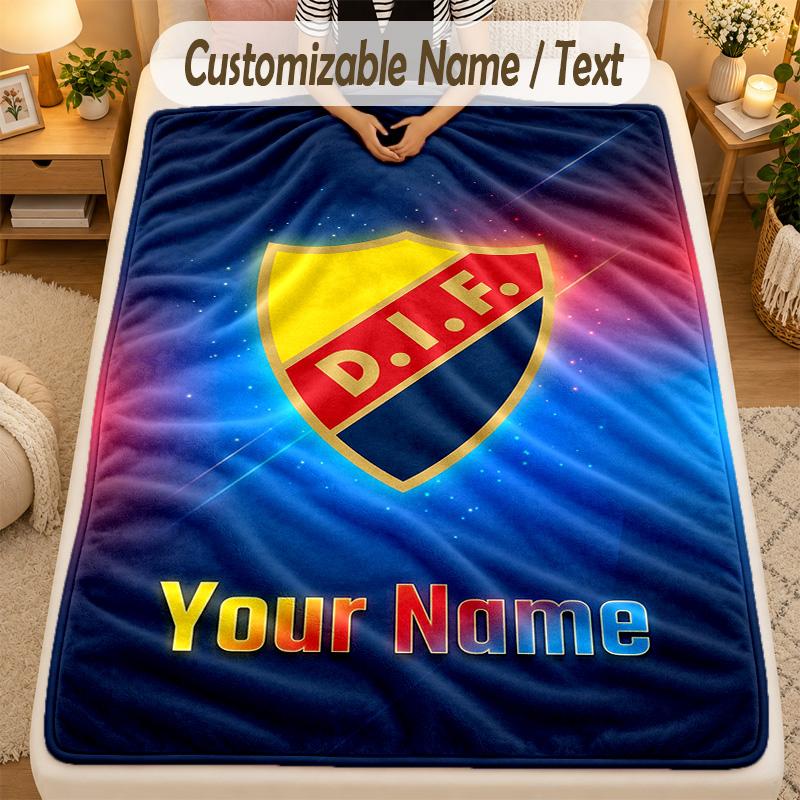 Flannel BlanketDjurgårdens IF Custom Name Text Personalized Soft Warm Throw Blanket Home Decor Gift