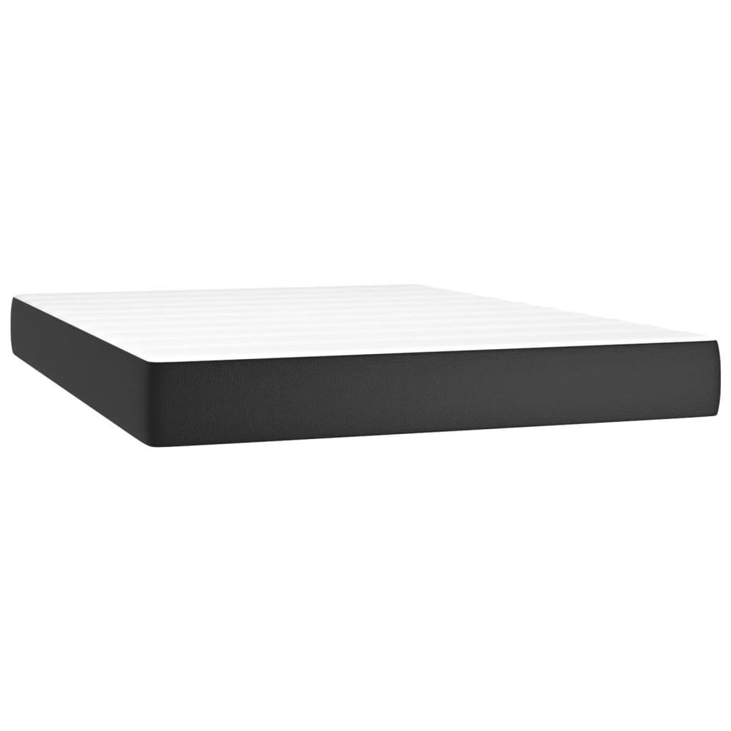 Box Spring Bed with Mattress Black 140 x 200 cm Faux Leather