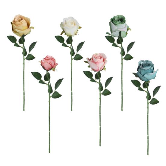 6 Pcs Artificial Rose Flowers Faux Rose Blooms with Long Stems Realistic Long-lasting Fake Roses for Wedding Home Decoration