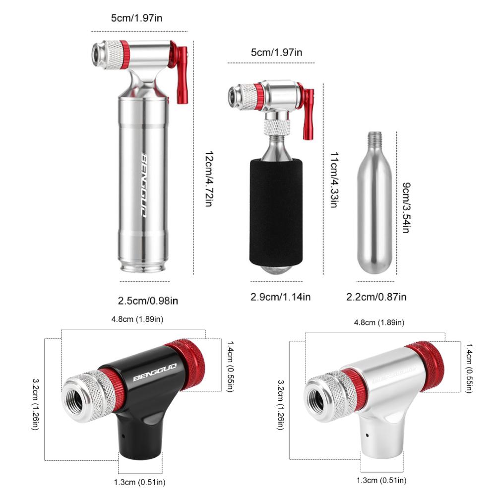 CO2 Bicycle Pump Schrader Presta Valve Mini Bicycle Pump Aluminum Alloy CO2 Bike Tire Inflator for MTB Road Bike