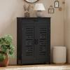 Shoe Cabinet with Louvered Doors, Modern Shoe Storage Cabinet with Drawer and Adjustable Shelves, Black