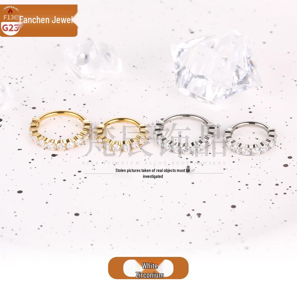 

Vanchen F136 Titanium Alloy Nose Ring & 5A Zirconia Sparkly Earrings Set - Ear Cartilage & Septum G23 Titanium Piercing Jewelry Gold Color 1.2*8