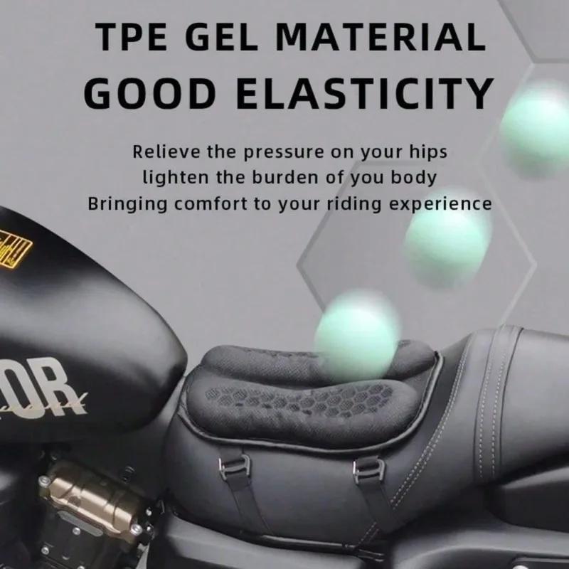 3D Honeycomb Motorcycle Seat Pad - Gel Cushion Breathable Mesh Universal Shock-Absorbing for Long Rides