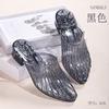 Baotou Sandals for Women Going Out In Summer Versatile Hollow Out Anti Slip Women's Thick Heel Crystal Slippers