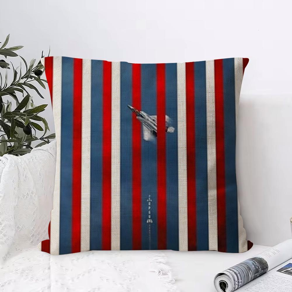 Classic Film Ttop Gun Cushion Cover Organic Linen Square Pillow Case Naturally Durable Hypoallergenic Gentle On Sensitive Skin