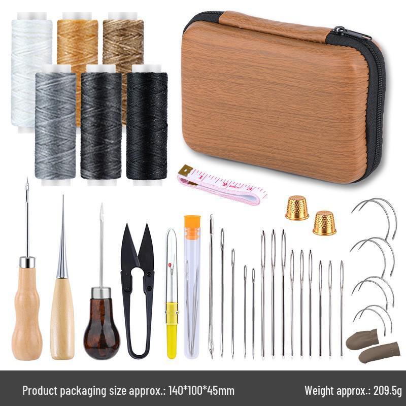 Hand-Stitched Leather Goods DIY Sewing Kit: 33-Piece Set for Making Leather Items