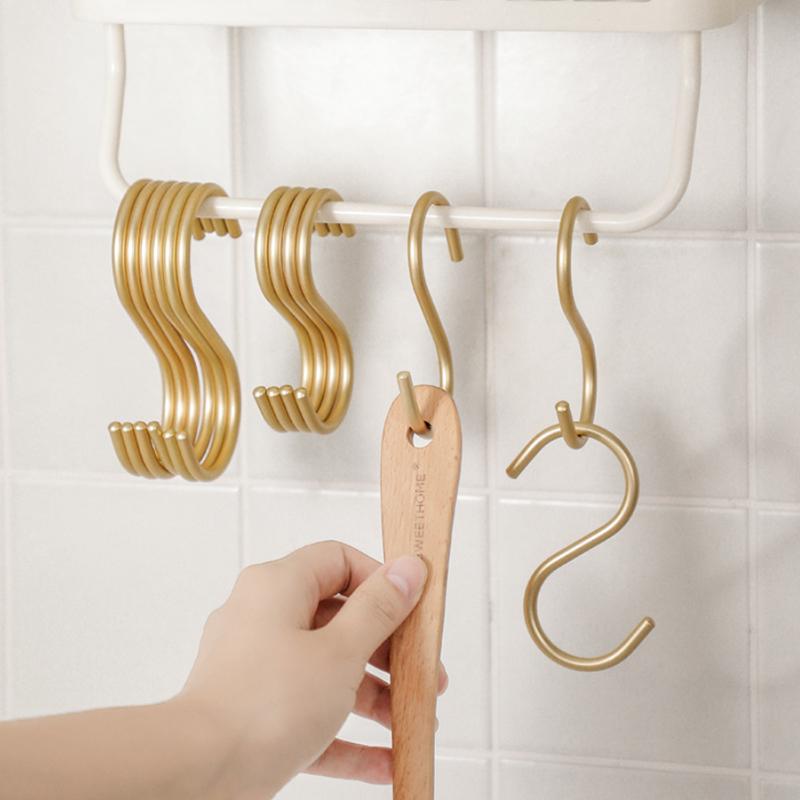 6Pcs Aluminium Alloy S Shape Hooks Practical Kitchen Railing Hanger Hook Clasp Holder Hooks For Hanging Clothes Handbag