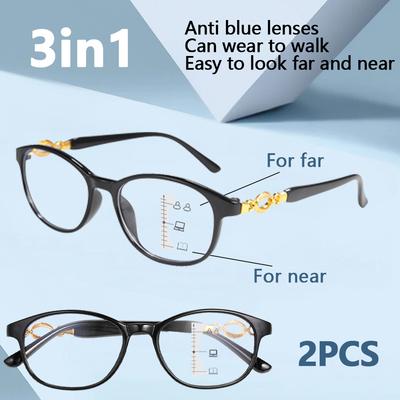 3-in-1 Progressive Reading Glasses for Women +1.0 To +3.0 Computer Reading Use Lightweight Comfortable