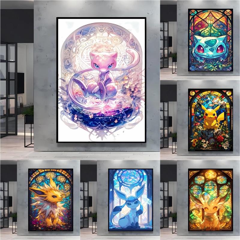 Modern and Stylish Pokemon Mew Decorative Paintings with Bright and Long Lasting Colors Adding A Touch of Brightness To Wall