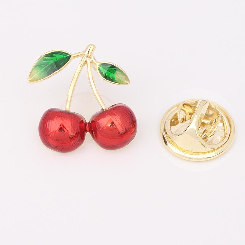 Japanese Cute Fruit Enamel Brooch: Peach & Cherry Lapel Pin