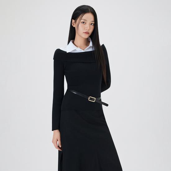 Off-Shoulder Shirt Collar Pullover RE KAFV21T_MIWKAG36QT S