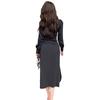 French v-neck black dress women's spring temperament waist thin sexy temperament dress long skirt