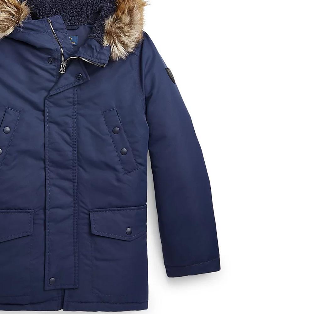 Polo Ralph Lauren Solid Color Hooded Padded Zip Jacket Kids Jackets Navy-Blue 323880398001