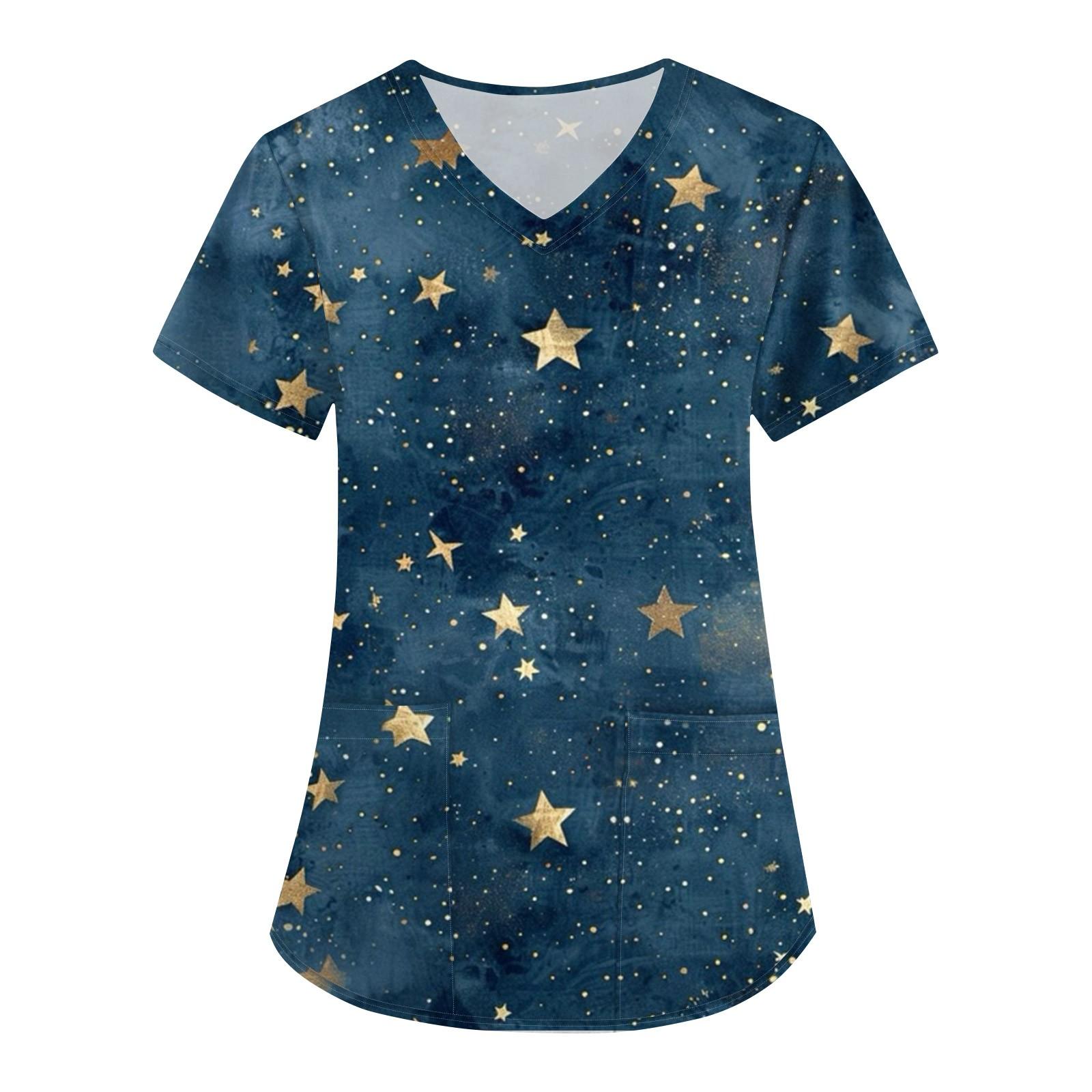 

Женская печатная униформа рабочая униформа с V-образным вырезом и карманами защитная униформа защитная униформа M синий