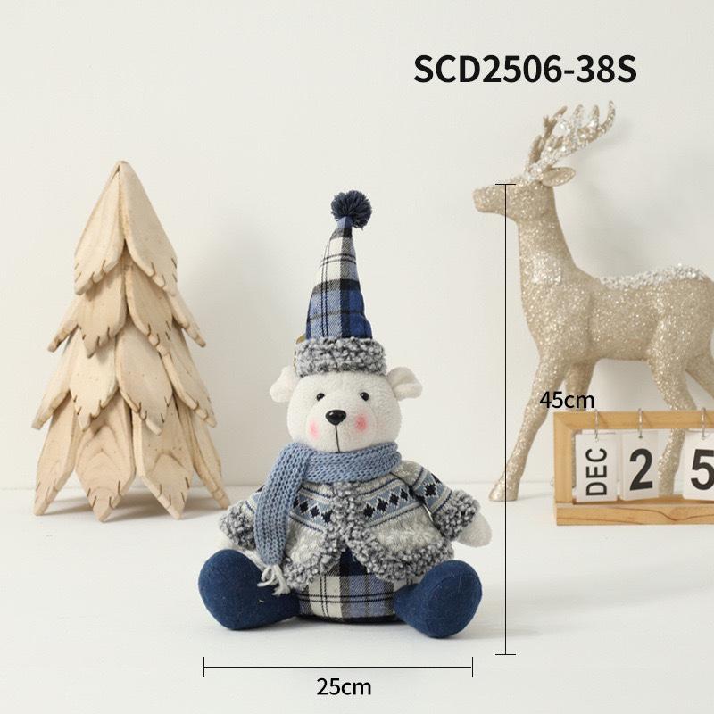 HOMZY Christmas Snowman Doll Plush Toy Stuffed Snowman Figurine Xmas Ornaments for Home Decorations Tabletop Centerpieces