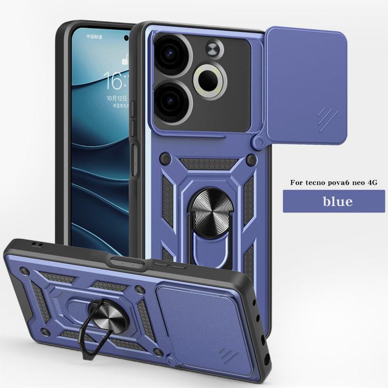

Бронированный металлический чехол-подставка Funda для Tecno Pova 6 Neo, противоударный защитный чехол для телефона с раздвижной линзой для Pova6 Neo Pova6Neo Coque For Pova 6 Neo