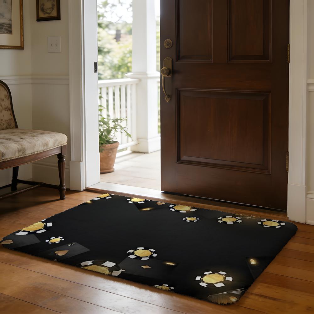 Fashion Spade Floor Mat Soft Flannel Absorbent Mat Non-Slip Rug Home Bedroom Bathroom