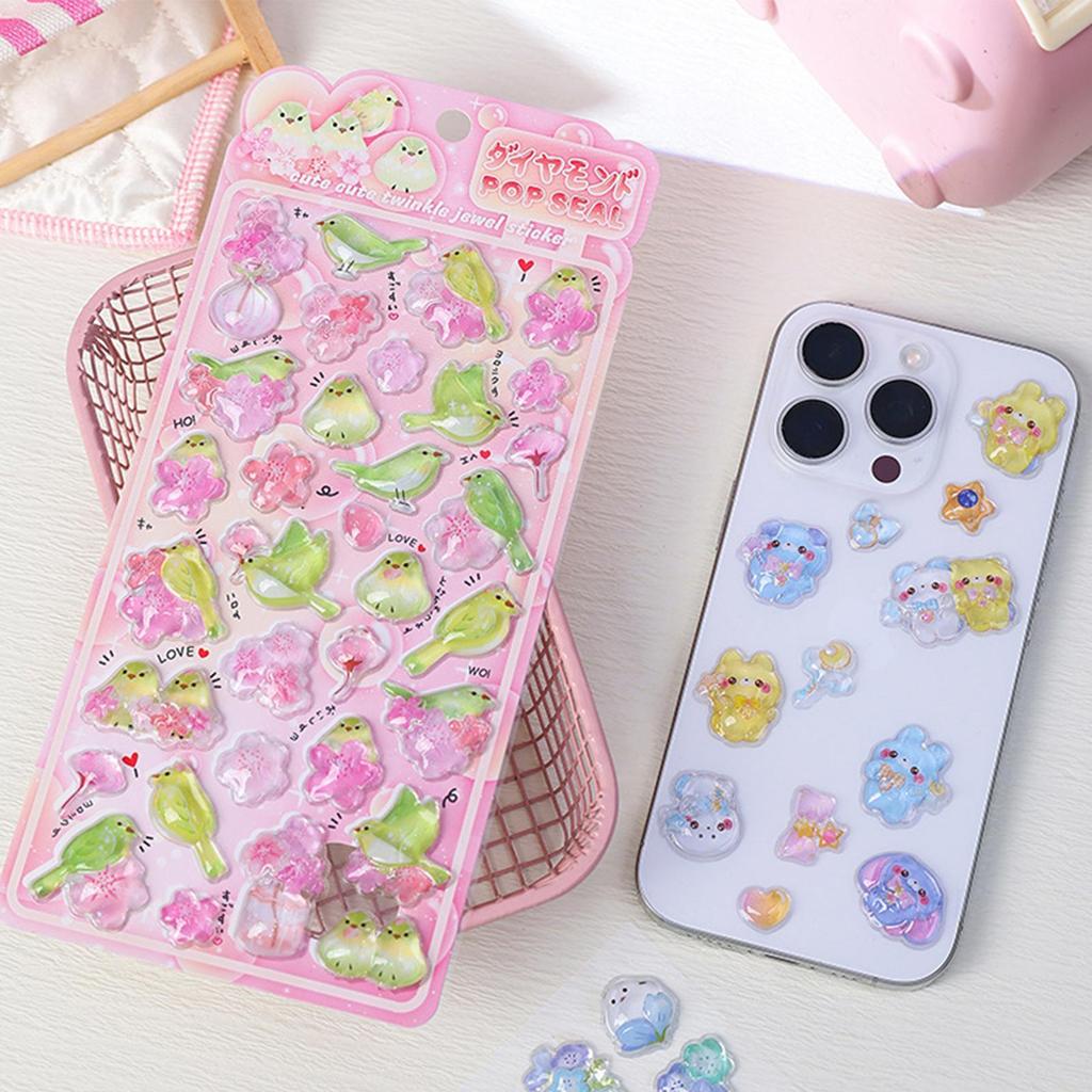 1pc Japanese 3D Embossed Funny Stickers Cartoon Cute Bird Decompressed Decorative Stickers DIY Stickers Notebook Laptop