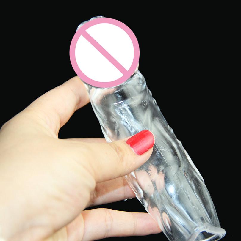 Male Extender Delay Condoms Penis Extension Sleeve Reusable for Men, Realistic Penis Shape Sleeve Bold Cock Ring Adult Sex Toys