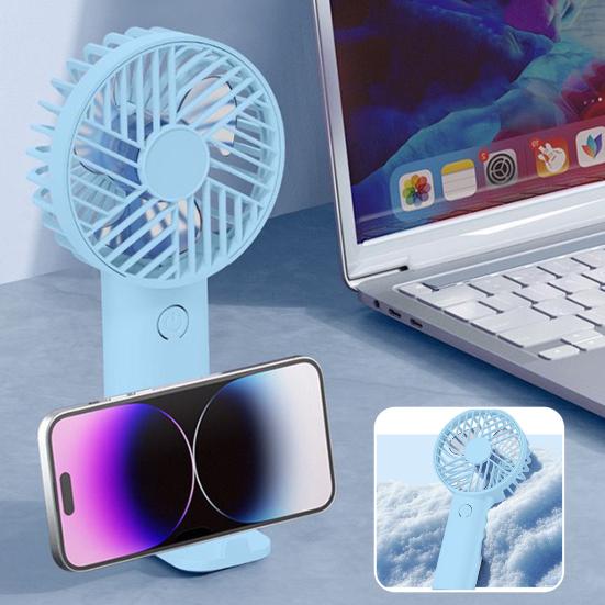 Mini Handheld Fan with Phone Holder 3 Speed USB Rechargeable Summer Cooling Fan