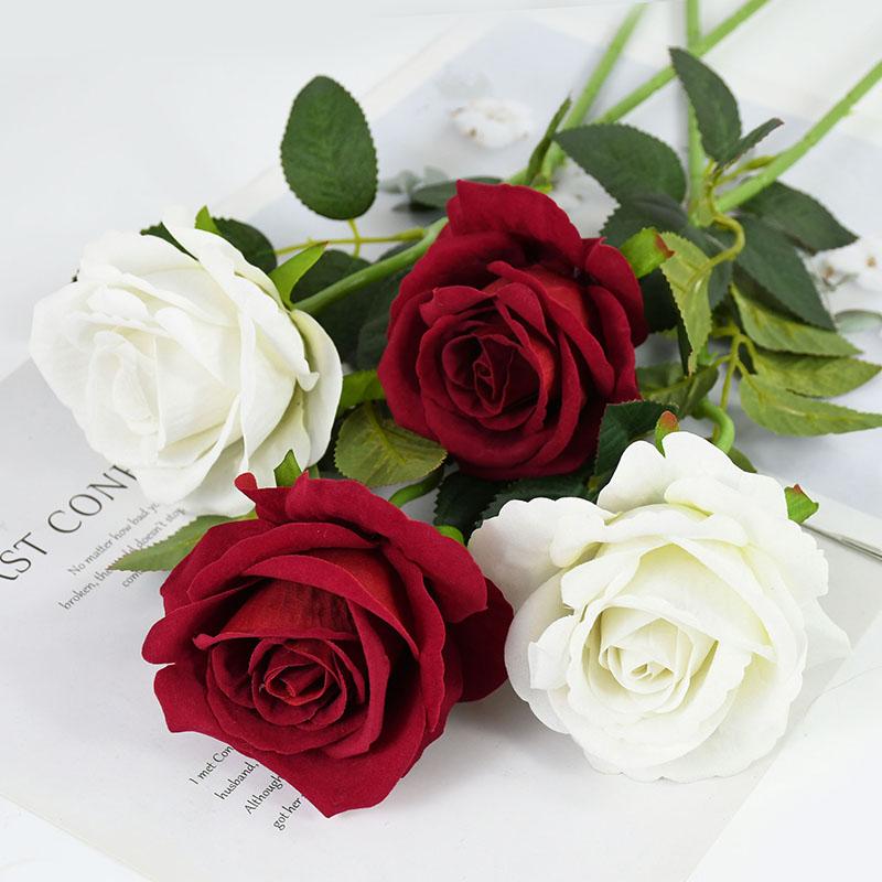 50cm Artificial Rose Flower Branch Long Stem Red Rose Bouquet for Wedding Table Arrangements Home Decoration Valentines Day Gift