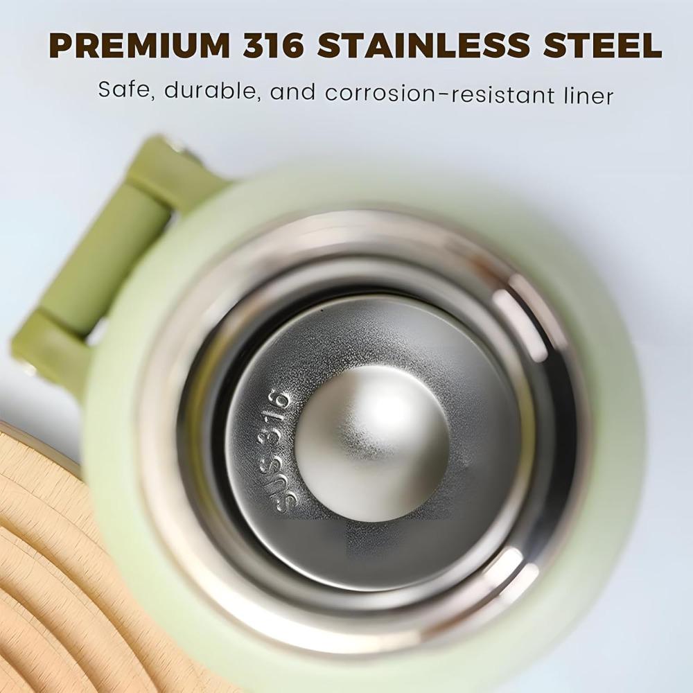 Stainless steel vacuum insulated bottle with lid, 2-in-1 stainless steel insulated cup with handle, leak-proof, large capacity.