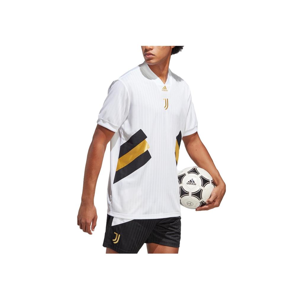 adidas Juventus Piłka Nożna Sportowa Codzienna Kultura Koszulka z Krótkim Rękawem Męskie Góry Biała HS9807