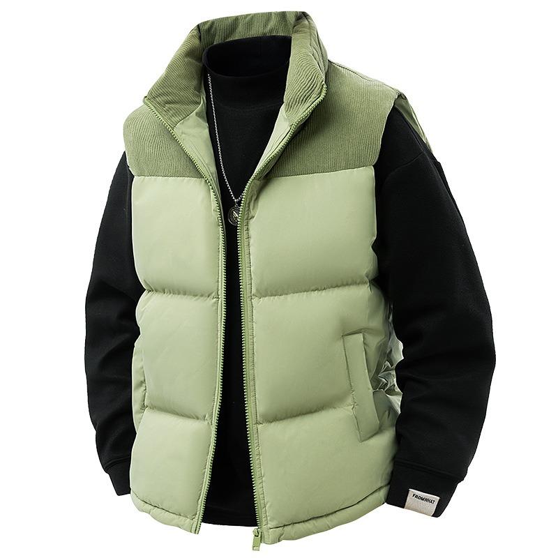 Stand-up Collar Cotton-padded Vest Men's New Winter Vest Versatile Warm Boys Vest Cotton Jacket