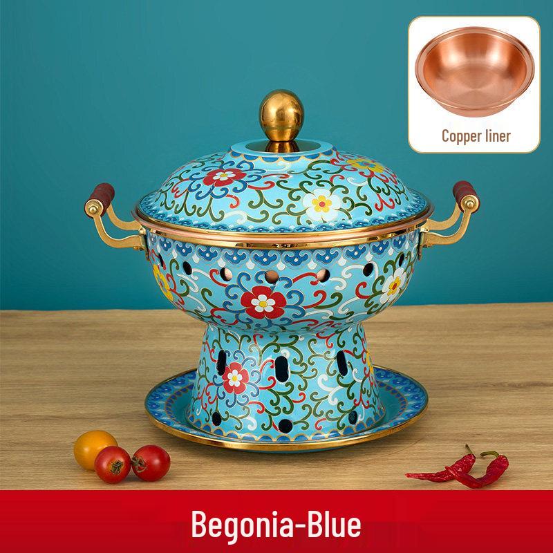 YiCeng Cloisonné Thickened Copper Personal Hot Pot