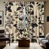 2pc  black and white floral print curtains   polyester fabric   machine washable   suitable for bedroom living room decoration
