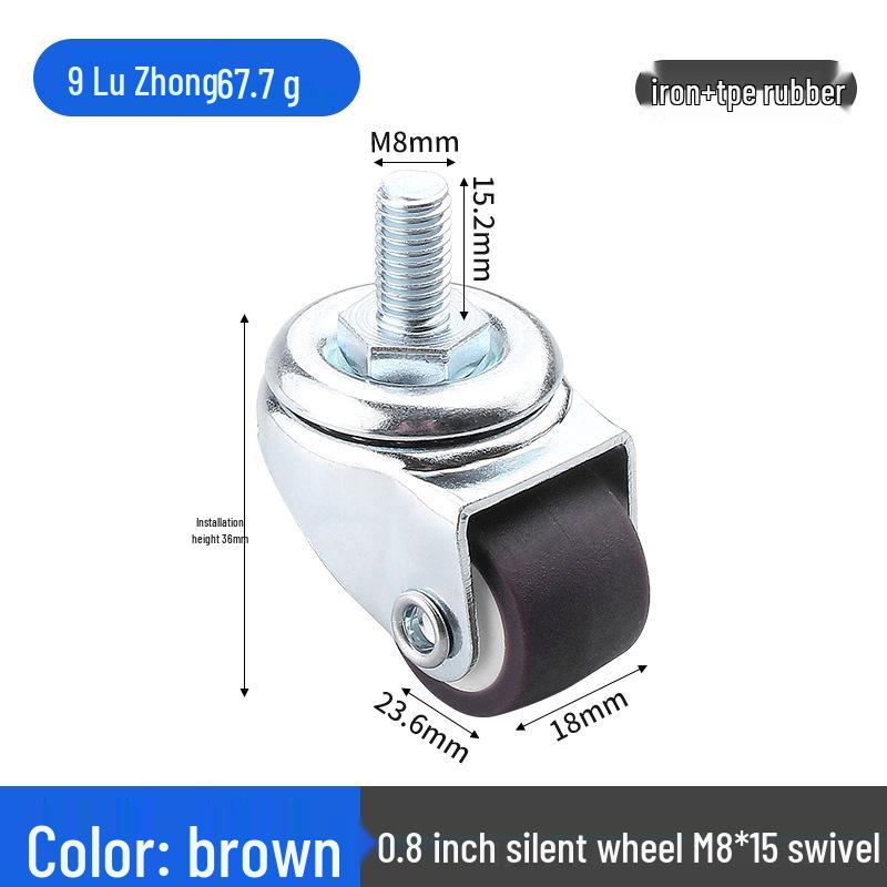 1.5" or 2" Heavy-Duty Silent Swivel Caster with Brake, Snap Ring, and Wear-Resistant Trolley Shelf Roller