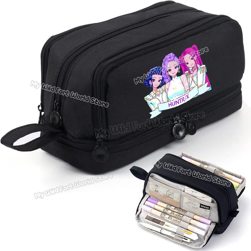 High Quality Kpop Demon Hunters High-capacity Pencilcase Rumi Mira Zoey Girl Stationery Pouch Cartoon Student Pencil Bag School Supplies