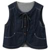 Sancai Women's 2026 Spring Plus Size Round Neck Sleeveless Denim Vest