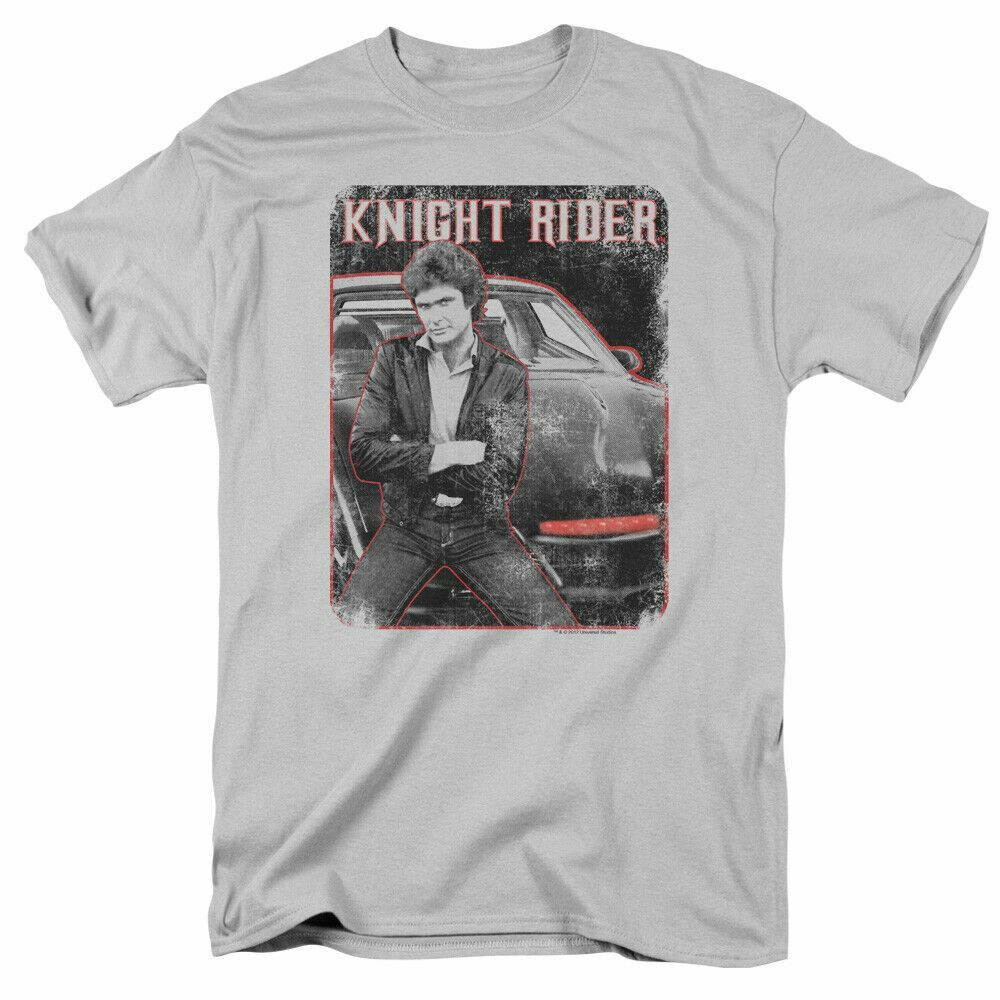 Knight Rider Knight and Kit T Shirt Mens Licensed Classic TV Show Silver S