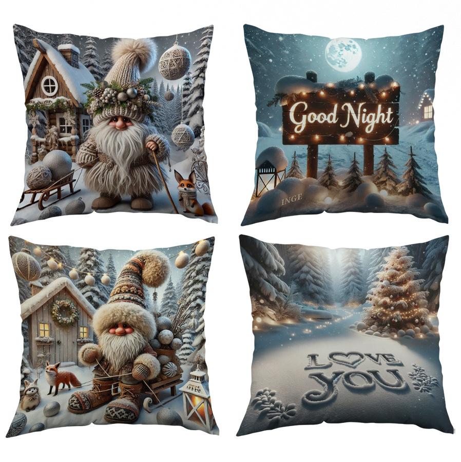 Weihnachten Bedruckter Kissenbezug Neues Zuhause Polyester Sofa Dekokissen Schlafzimmer Kissen Kissenbezug