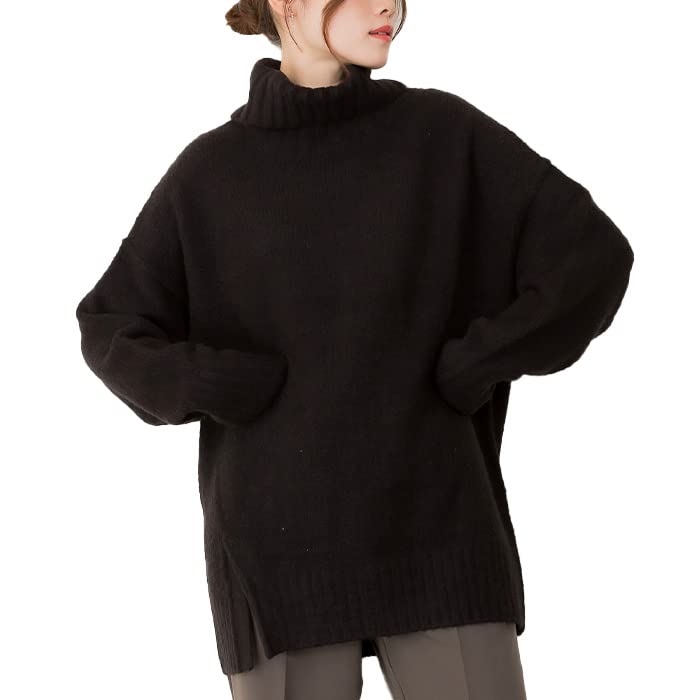 

Side Slit Black [atONE] ATN-0026 Off-Neck Sweater, Women s, M-L, чёрный