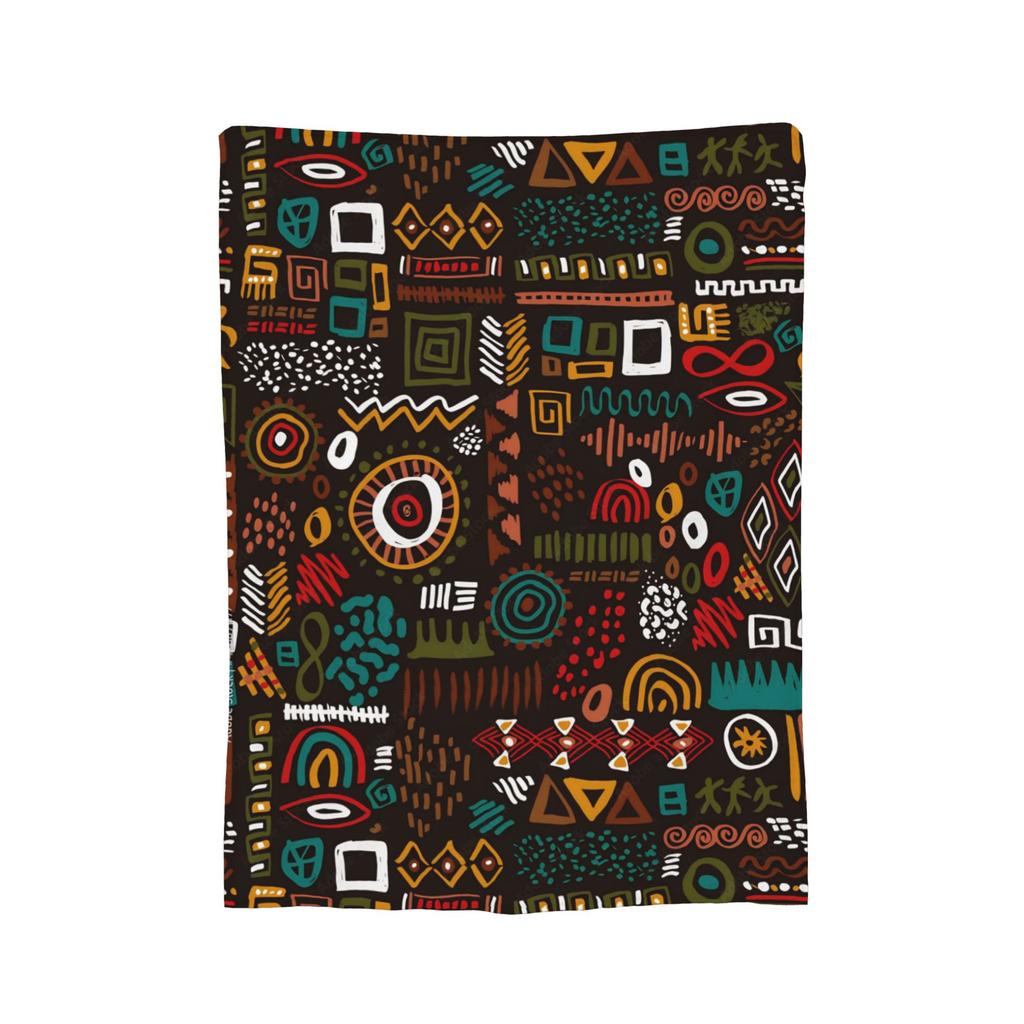 Traditional Ethnic Tribal Pattern Fleece Throw Blanket Kizomba Blankets for Home Travel Ultra-Soft Bedroom Quilt,