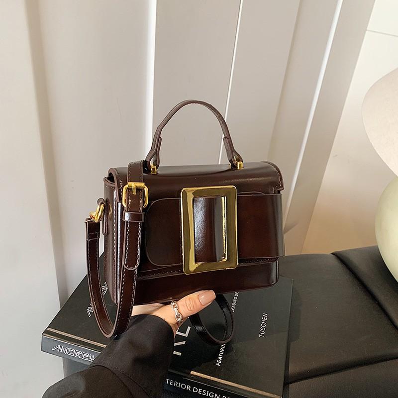 

Korean Style Niche High-end Commuting Out-of-street Portable Cross-body Bag Women Simple Temperament Belt Buckle Small Square