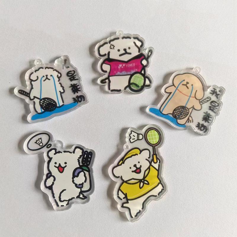 Acrylic Cartoon Badminton Puppy Anime Jewelry Accessories