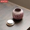 Pink Ru Kiln Peony Tea Canister Household Ceramic Sealed Candy Jar Portable Ceramic Nut Coffee Bean Storage Box Home Jewelry Box