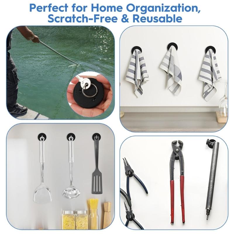 Rubber Coated Magnetic Hooks For Tools Keys Rusts Resistance Indoor Outdoor Closed Magnet Hooks for Garage Workshop