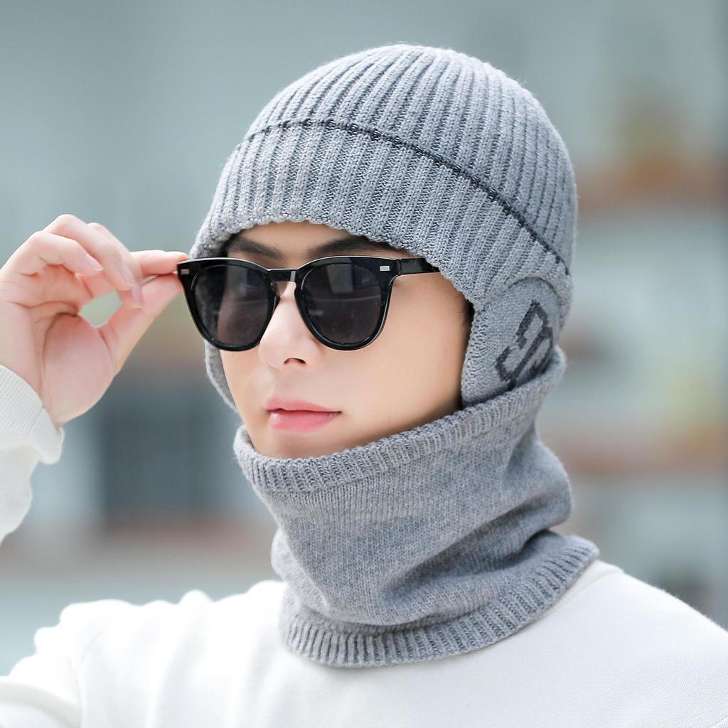 Hats for Men Winter Warm and Cold Proof Woolen Hats Men's Knitted Hats Men's Big Head Cold Hats Boys' Chaowenling Cotton Hats