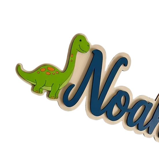 Cartello Personalizzato con Nome per Bambini Dinosauro Razzo Cartello in Legno per Porta per Ragazzi Nome Personalizzato Decorazione da Appendere per Cameretta Asilo Nido Camera da Letto Asilo Nido Sala Giochi