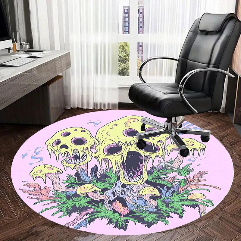 1pc Psychedelic Mushrooms Round Carpet, Made of Polyester,Perfect for Decorating Office Chairs, Living Rooms Fplt039