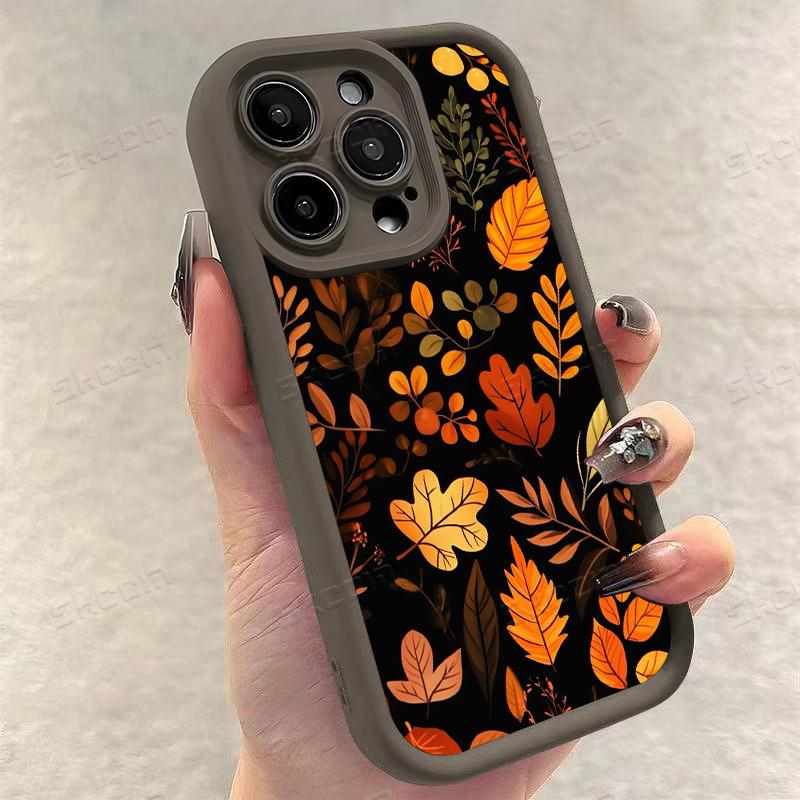 

Autumn Leaf Pattern Silicone Soft Phone Case For iPhone 16 Pro Max 15 Plus 14 13 12 11 17 Air 16E X XR XS Max Shockproof Cover iPhone XR
