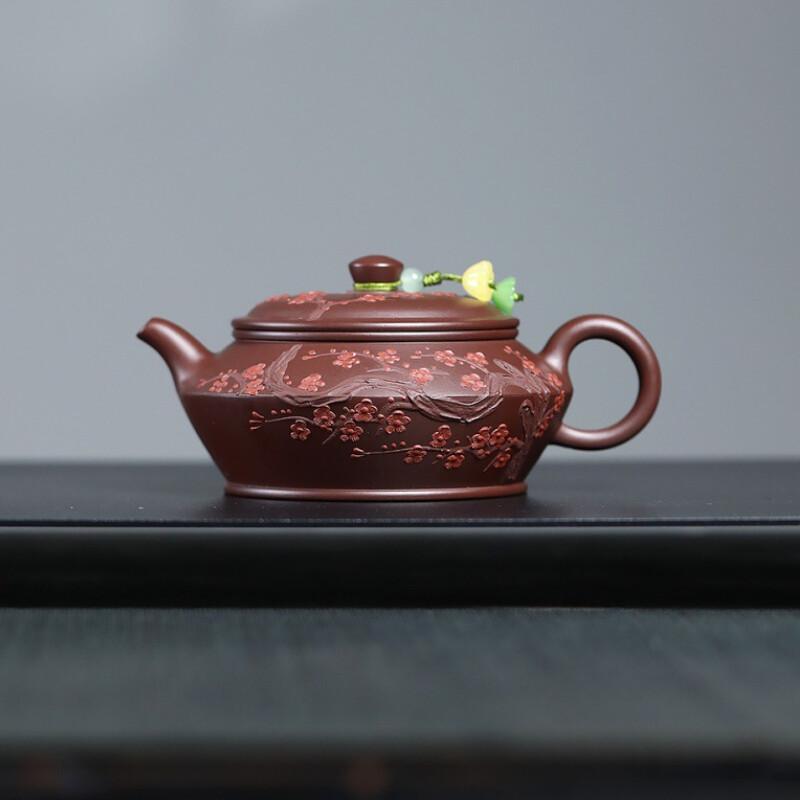 

210ml High-end Yixing Purple Clay Teapots Artists Handmade Plum Blossom Pot Raw Ore Purple Zhu Mud Tea Maker Kettle Zisha Teaset
