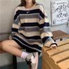 T Shirt Women Ins Rainbow Stripe Long Sleeve Top Autumn Korean Loose Base Layer