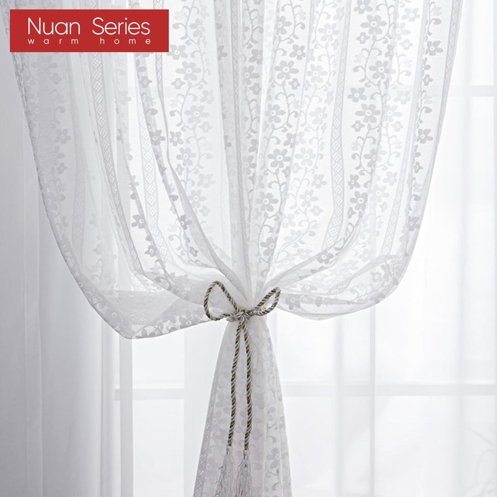 1PC Nuan Series 10-20% Light Blocking French Lace Warp Knitted Sheer Curtain for Living Room Bedroom Balcony Home Decor