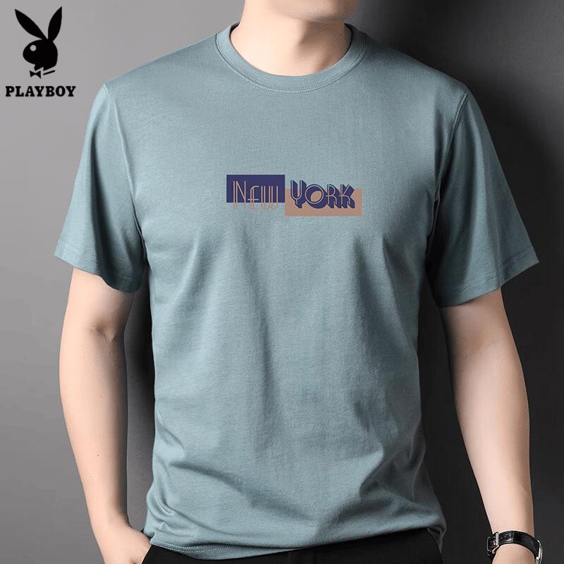 PLAYBOY Men s 2026 Summer Pure Cotton Letter Print T-Shirt XL