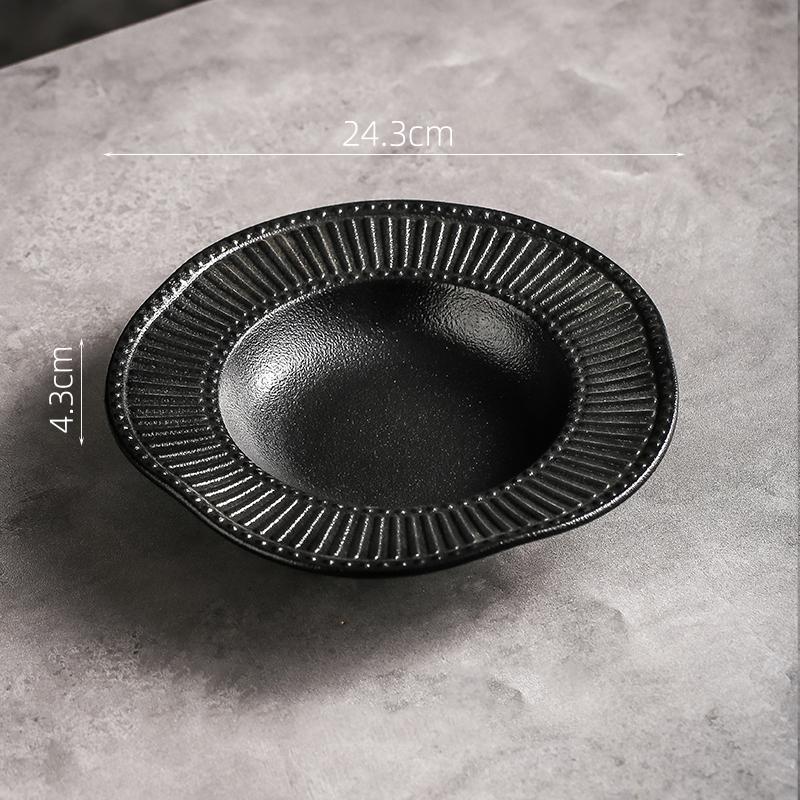 

Необычная керамическая глубокая тарелка с рельефной текстурой Салатная тарелка Толстая суповая тарелка Тарелки для сашими Десертная посуда для ресторана